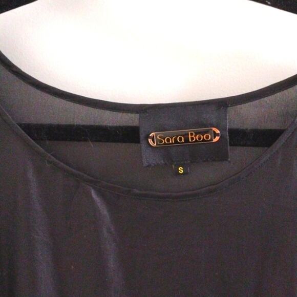 Sarah Boo Mini Dress Sz S Black Tunic Modern Cut Out Chains Glam Punk Goth City - Picture 15 of 15